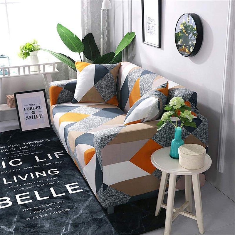 Lamberia Printed Sofa Cover Stretch Couch Cover Sofa Slipcovers for Couches and Loveseats with Two Free Pillow Case (Geometric, Loveseat) - Image 3